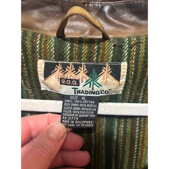 VTG B.O.G. Trading Co Field Coat Barn Chore Jacket Brown Green Lined Men's XL - Picture 7 of 14